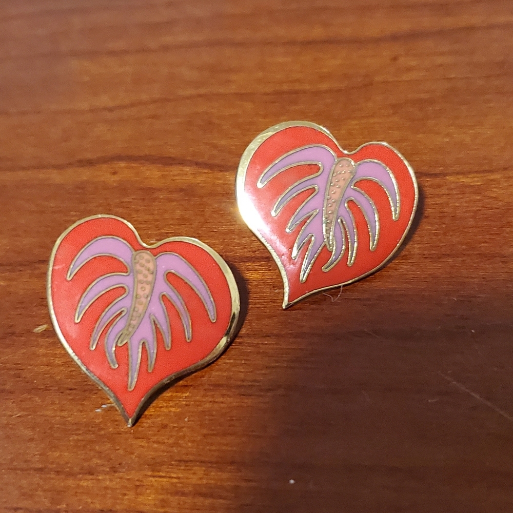 Vintage Rare Anthurium Laurel Burch Earrings